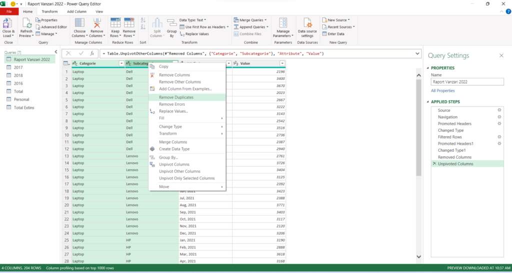 Power query editor 5
